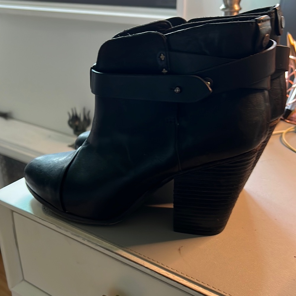 Rag and bone Harrow leather ankle boots black heel size 40